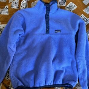 Vtg Patagonia Made In USA Snap Synchilla Purple Pullover Jacket   7/8 womens xs